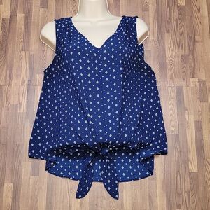 E&M front Tie Sleeveless Blouse Size Large